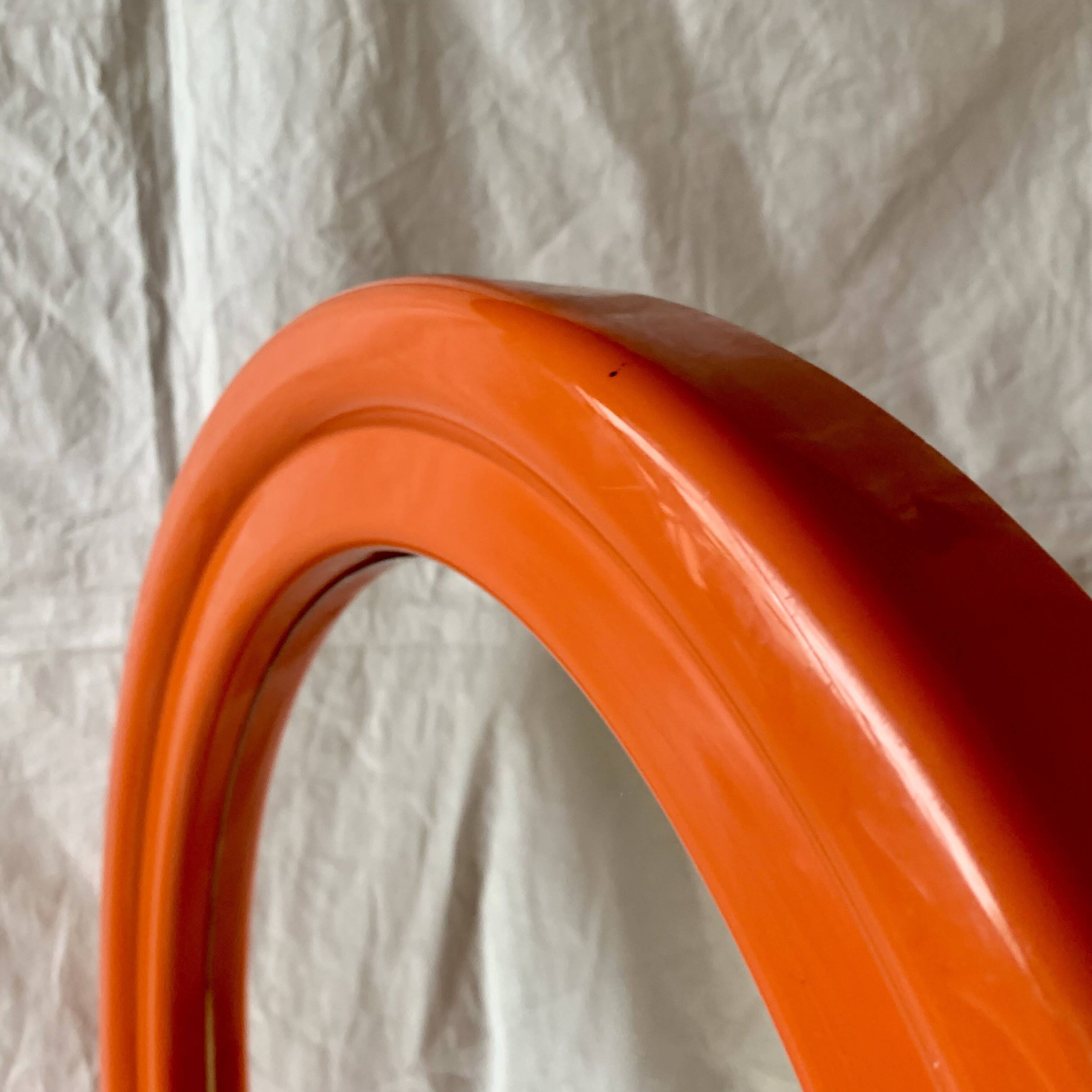 Vintage round orange plastic mirror Cattaneo - Space Age Design