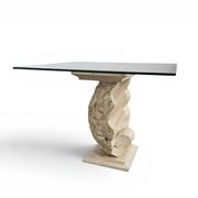 Console ou base de table en forme de coquillage Magnussen Ponte avec plateau en verre d'origine.