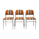 Lot 3 chaises tissu vintage, chaise métal chromé, tissu laine orange/marron/beige, rétro