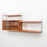 Shelf String, teak, with showcase, vintage