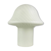 Lampe de table champignon en verre cristal blanc à rayures zébrées Peill et Putzler XL 1970