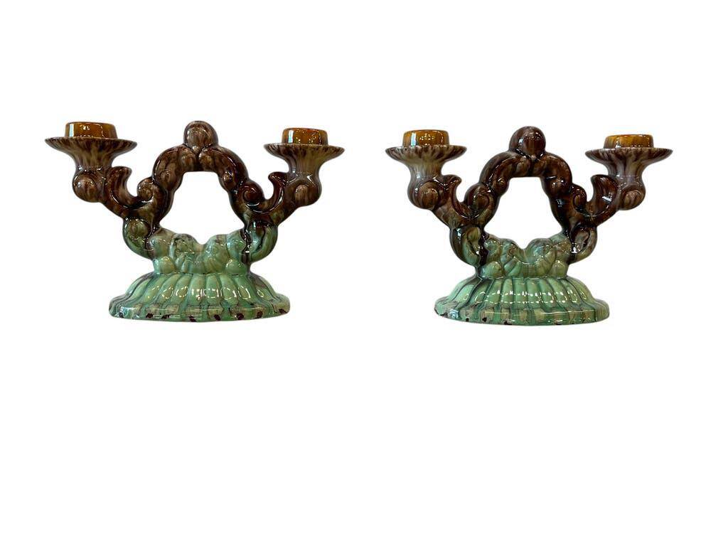 Set of 2 vintage ceramic candlesticks / decoration