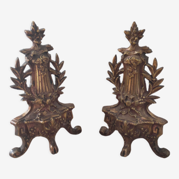 Paire de chenets en bronze style Louis XVI