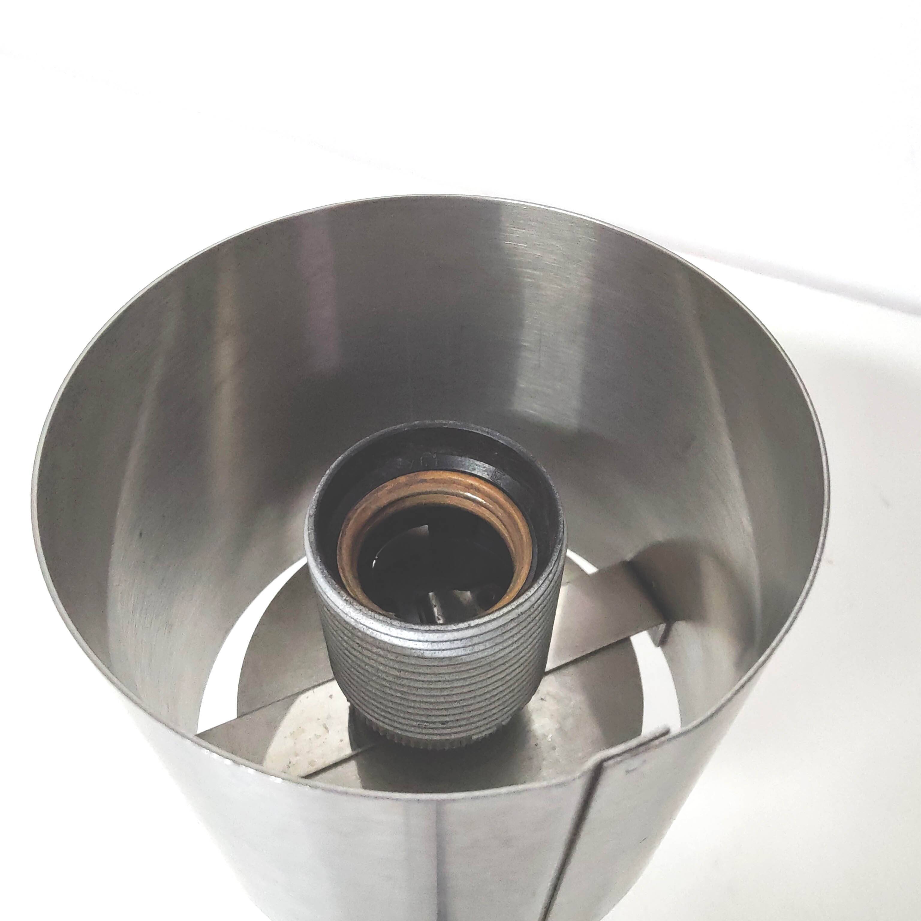 70s stainless steel table lamp geometric shapes