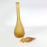 Amber bottle, Empoli glass, Italy, Mid-century