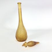 Bouteille ambrée, verre d'Empoli, Italie, Mid-century