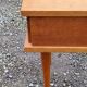 Vintage bedside table in golden blond oak conical feet from the 60s
