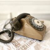Téléphone fixe vintage Thomson Socotel S63 à cadran rotatif bicolore