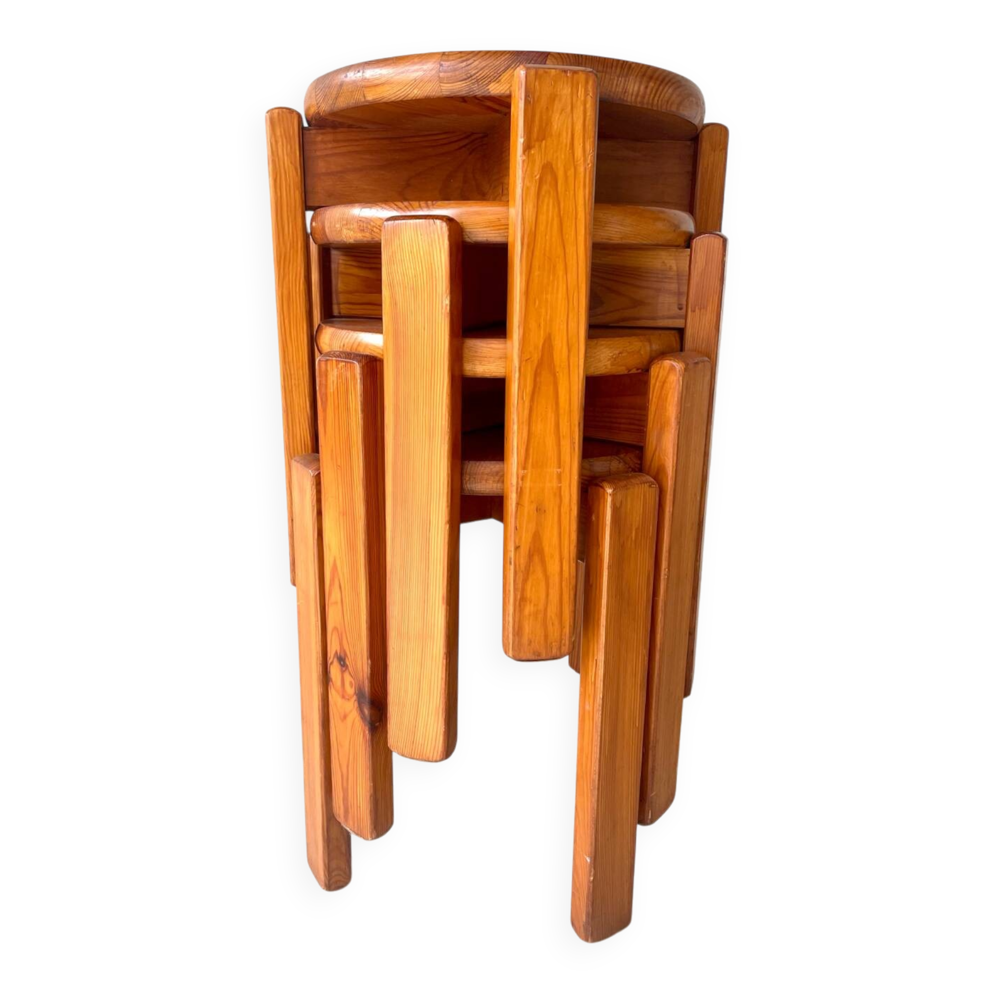 tabourets vintage en bois massif – design scandinave empilabl