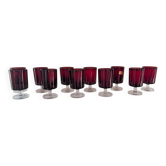 11 Luminarc amethyst glasses – France, 1970s
