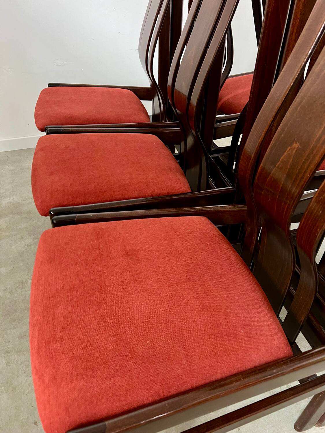 Lot 6 anciennes chaises en bois courbé design italien des années 70 vintage