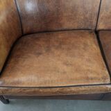 Comfortable vintage sheepskin 2.5-seater club sofa