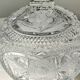Bonbonnière, drageoir en cristal de bohème, décor de motifs floraux dépolis, pointe de diamant