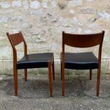 Vintage Scandinavian chairs in wood and leatherette restored