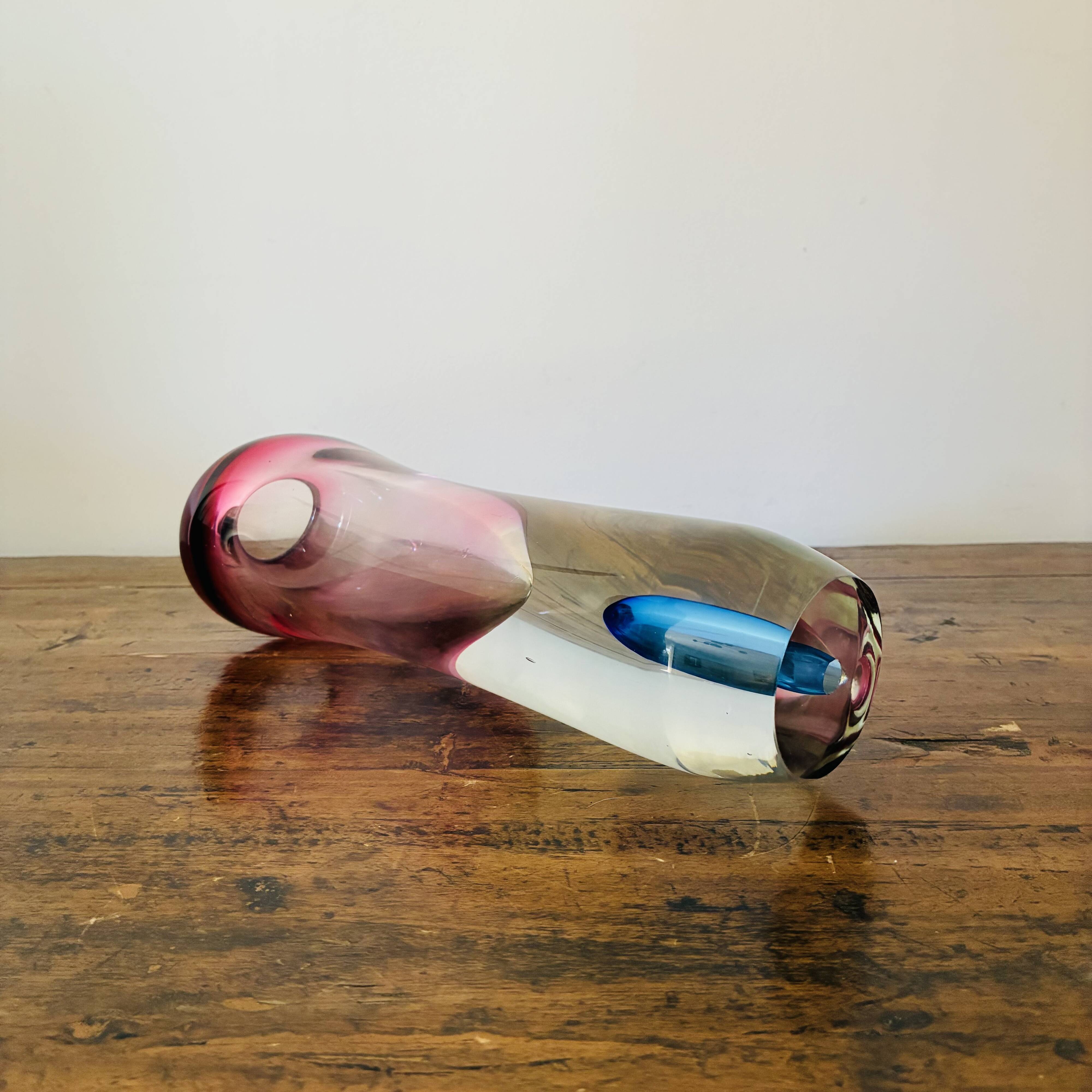 Vase en verre sommerso de Murano, années 1960, dans le style de Flavio Poli