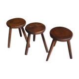 Lot de 3 tabourets à traire anciennes
