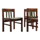 Green leather brutalist dining chairs