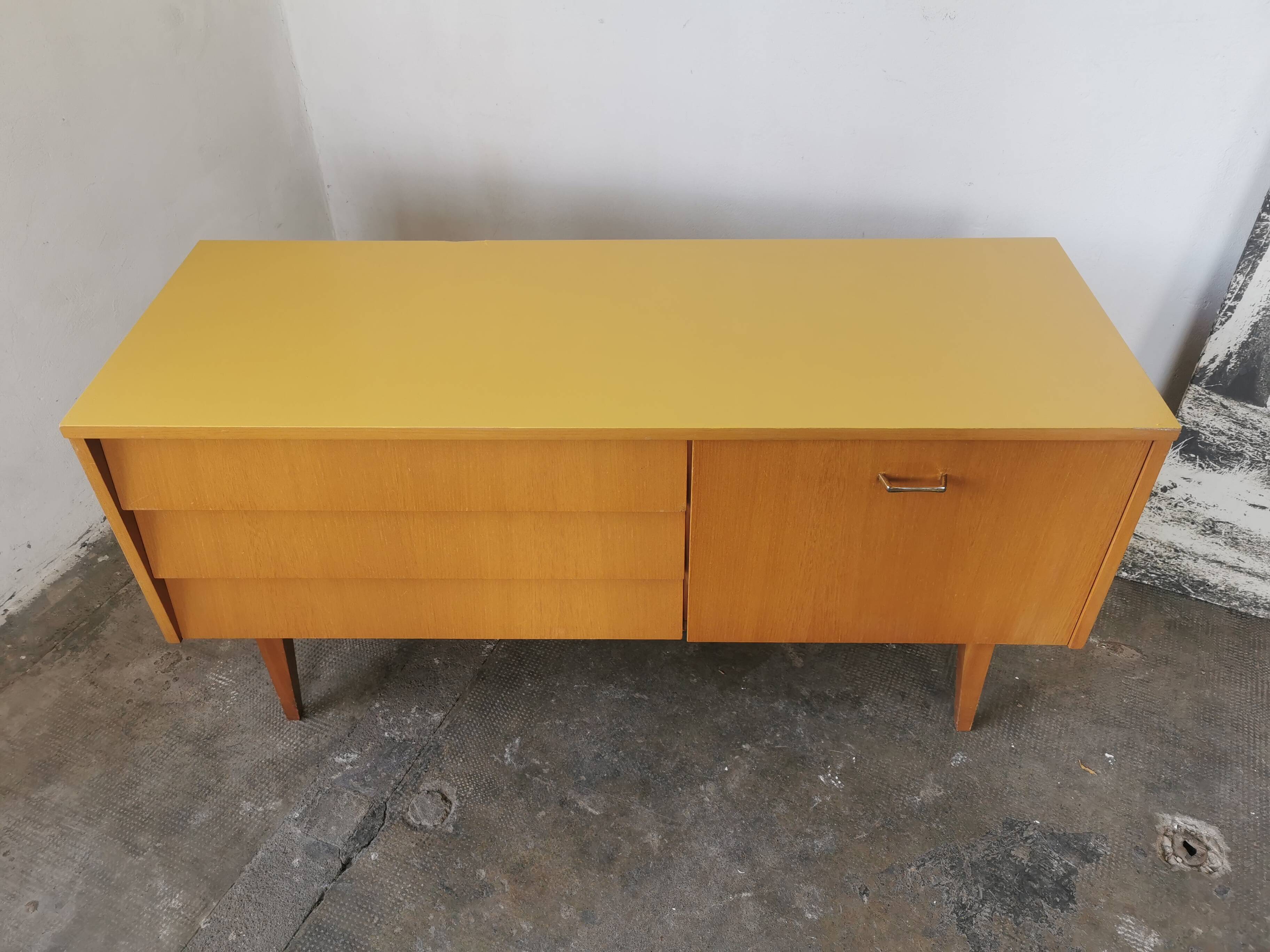 Small vintage blond wood sideboard