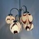 XL Italian purple and white Murano glass swirl chandelier, 1970s