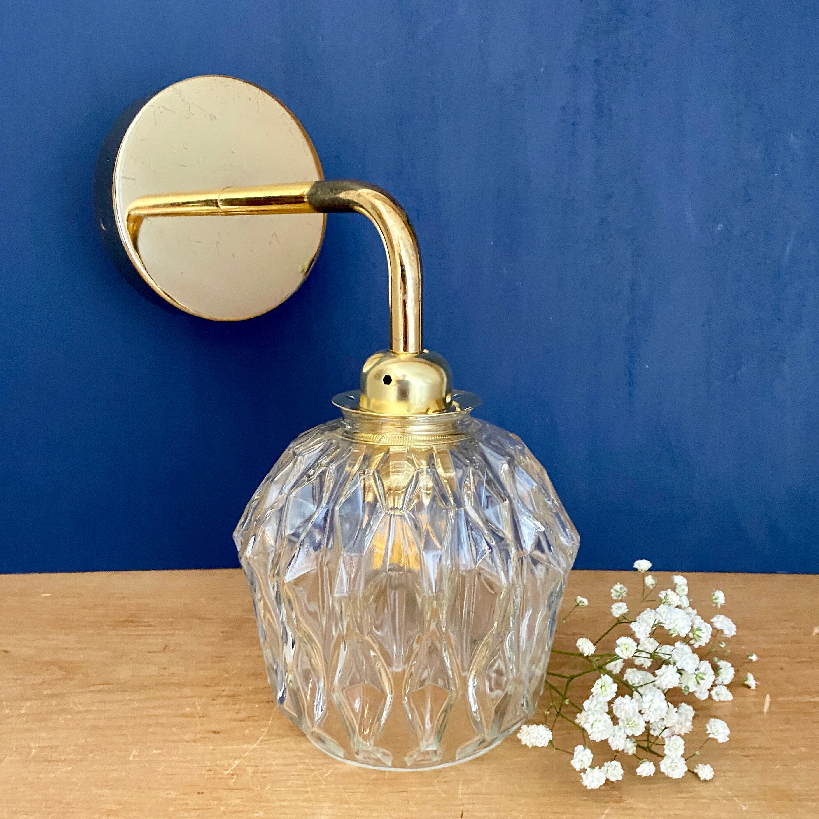Vintage glass tulip wall lamp