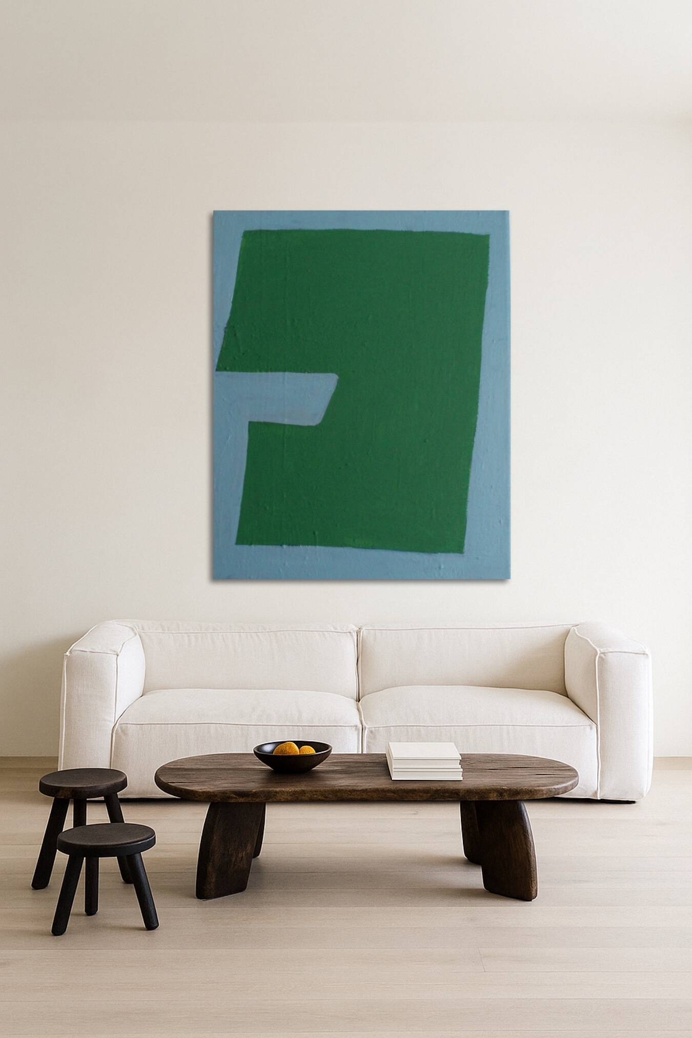 Minimalist abstract "silent contrast" blue green by Bodasca