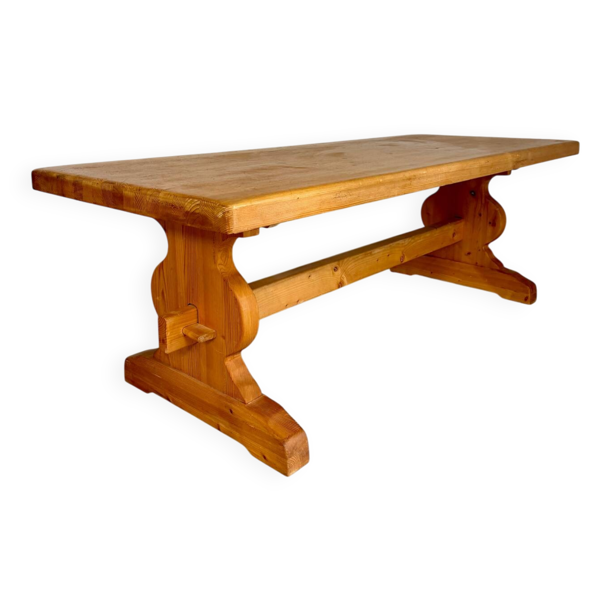 Vintage XXL farmhouse monastery pine table from the 1960s.