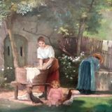 Table: oil on panel representing a lavender