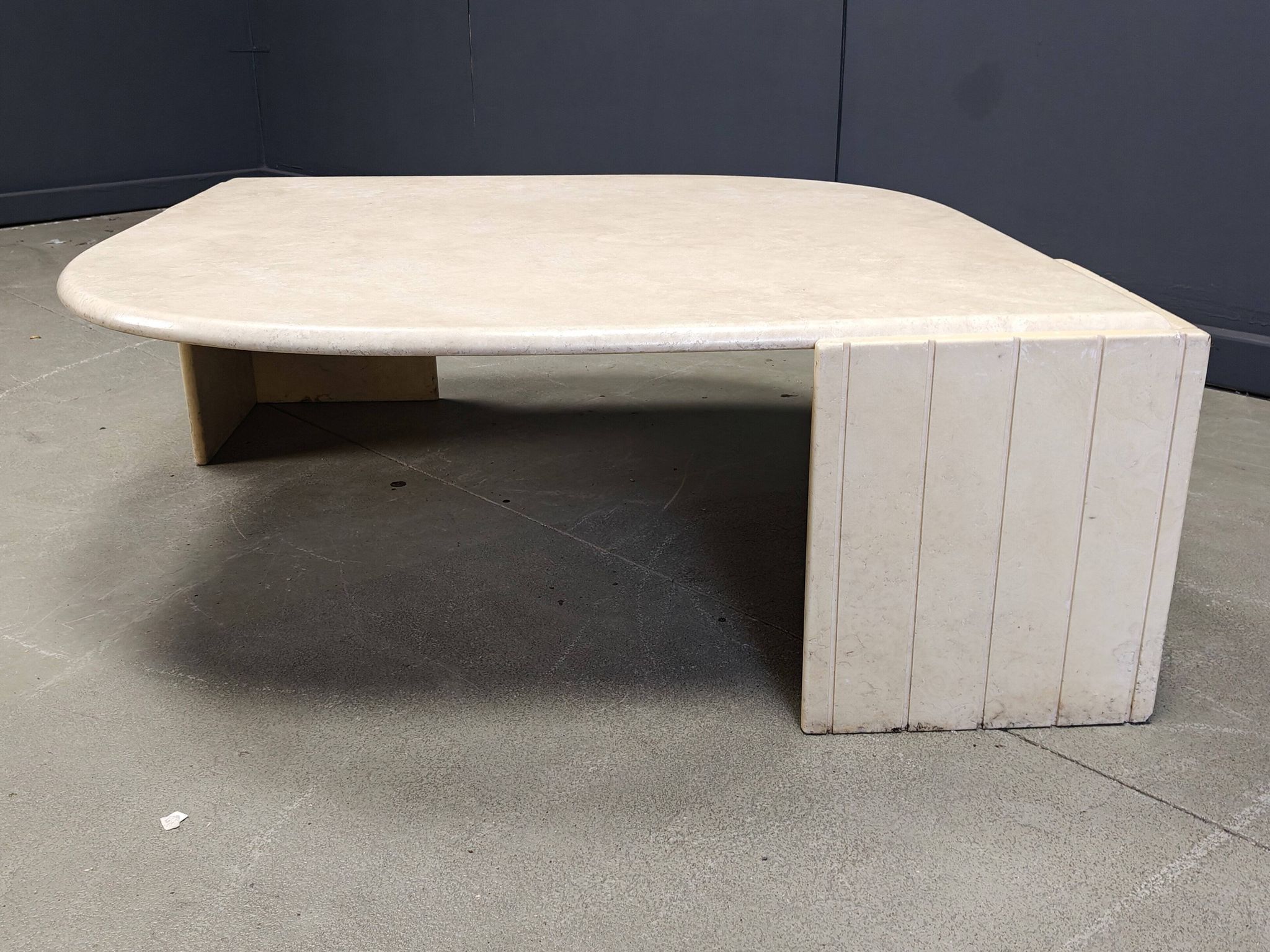 Vintage travertine coffee table by Roche Bobois, 1970s
