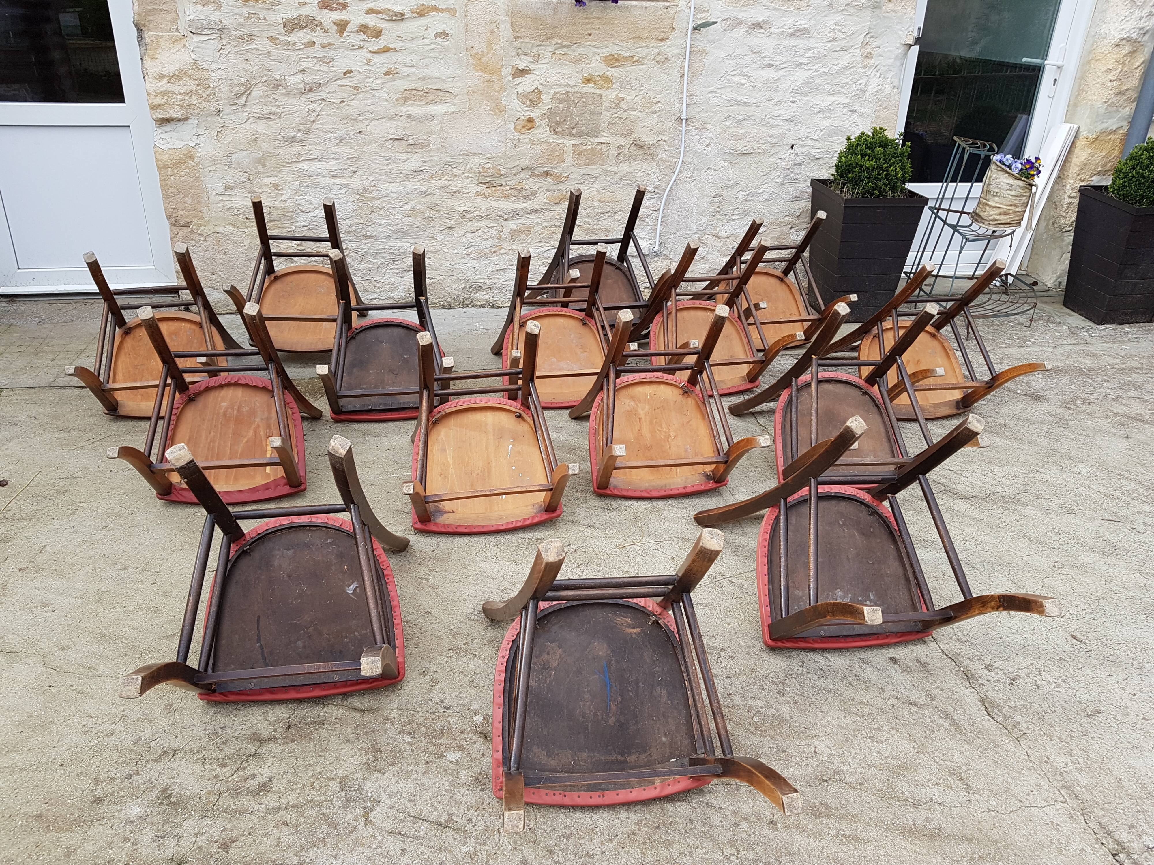 Lot of 15 old bistro chairs