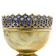 Art Nouveau sugar bowl, brass, cobalt glass, Sweden, early 20th century