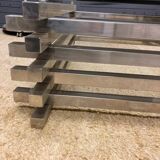 Polished stainless steel coffee table - Italian '70s style