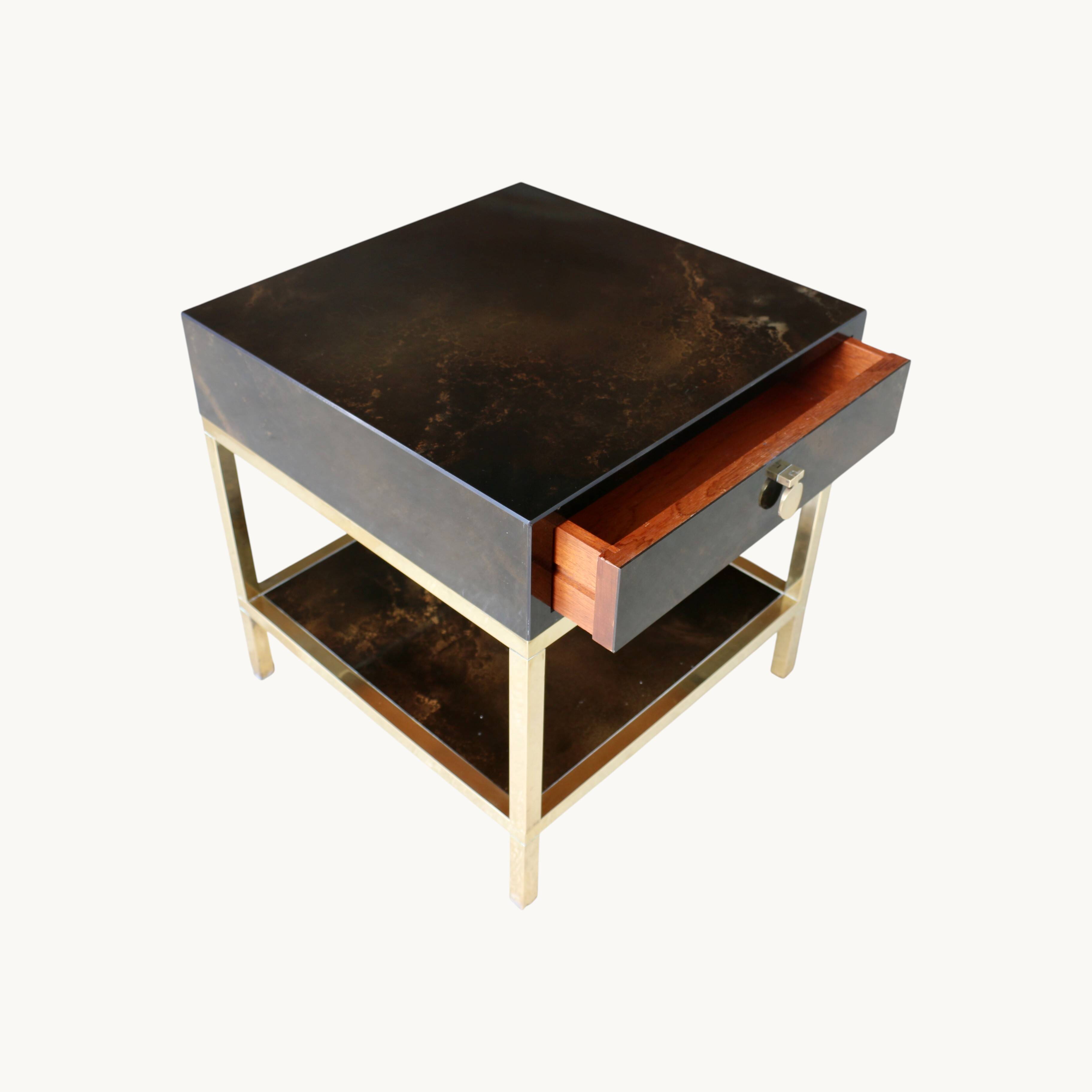 A pair of side tables by guy lefevre for jansen. france 70s.