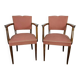 2 fauteuils bridge moustache années 50 rose pale