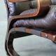 Mid century leather armchair and foot stool by Erda & Nordahl Solheim, Norway 1970's