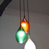 Flavio Poli for Seguso Vetri d’Arte, three-light glass chandelier, 1950s