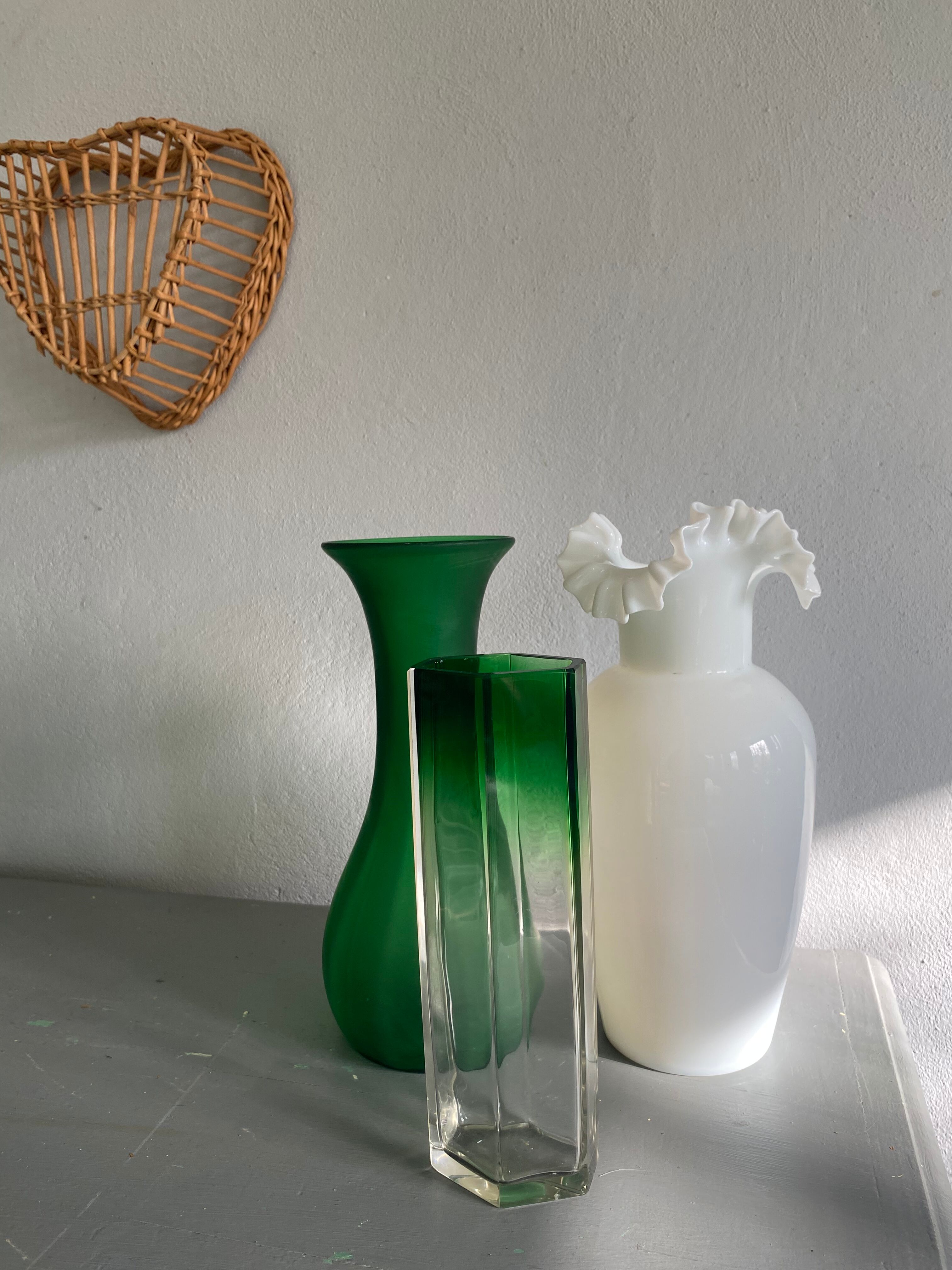 Opaline vase scalloped neck