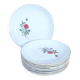8 dessert plates and serving dish Moulin des loups pink pattern