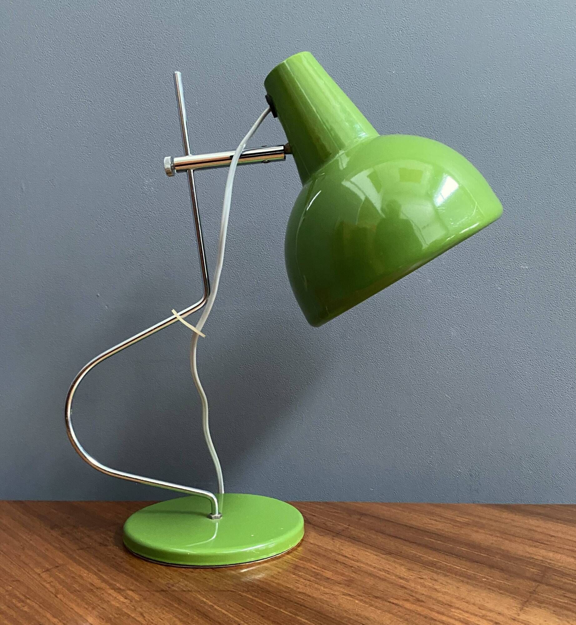 Green metal table lamp by Josef Hurka for Lidokov 1960s