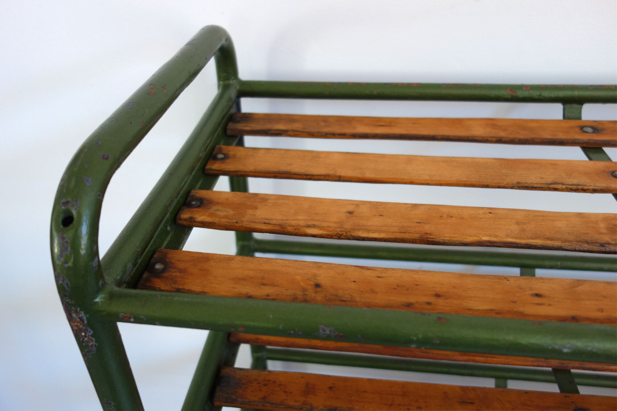 Old industrial shelf with wheels