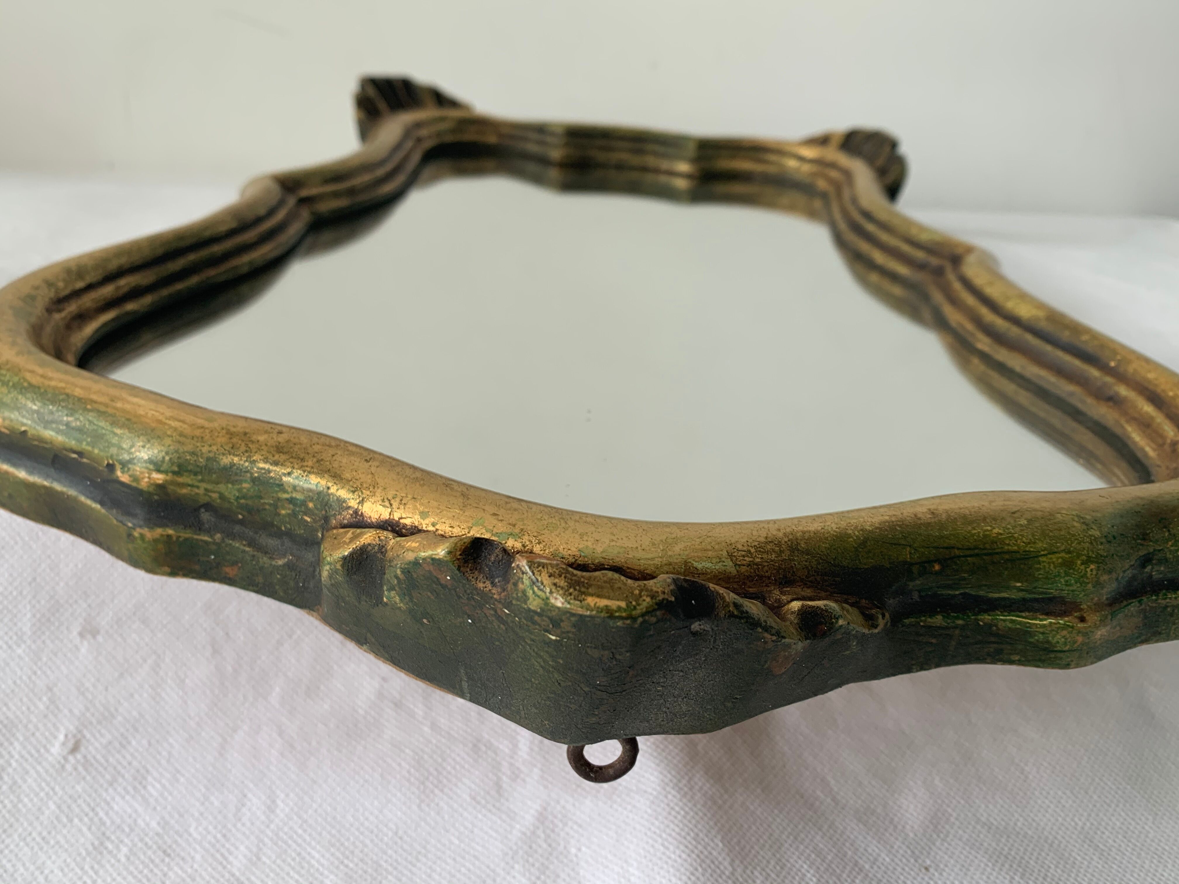 Old mirror in gilded wood 40 x 30 cm