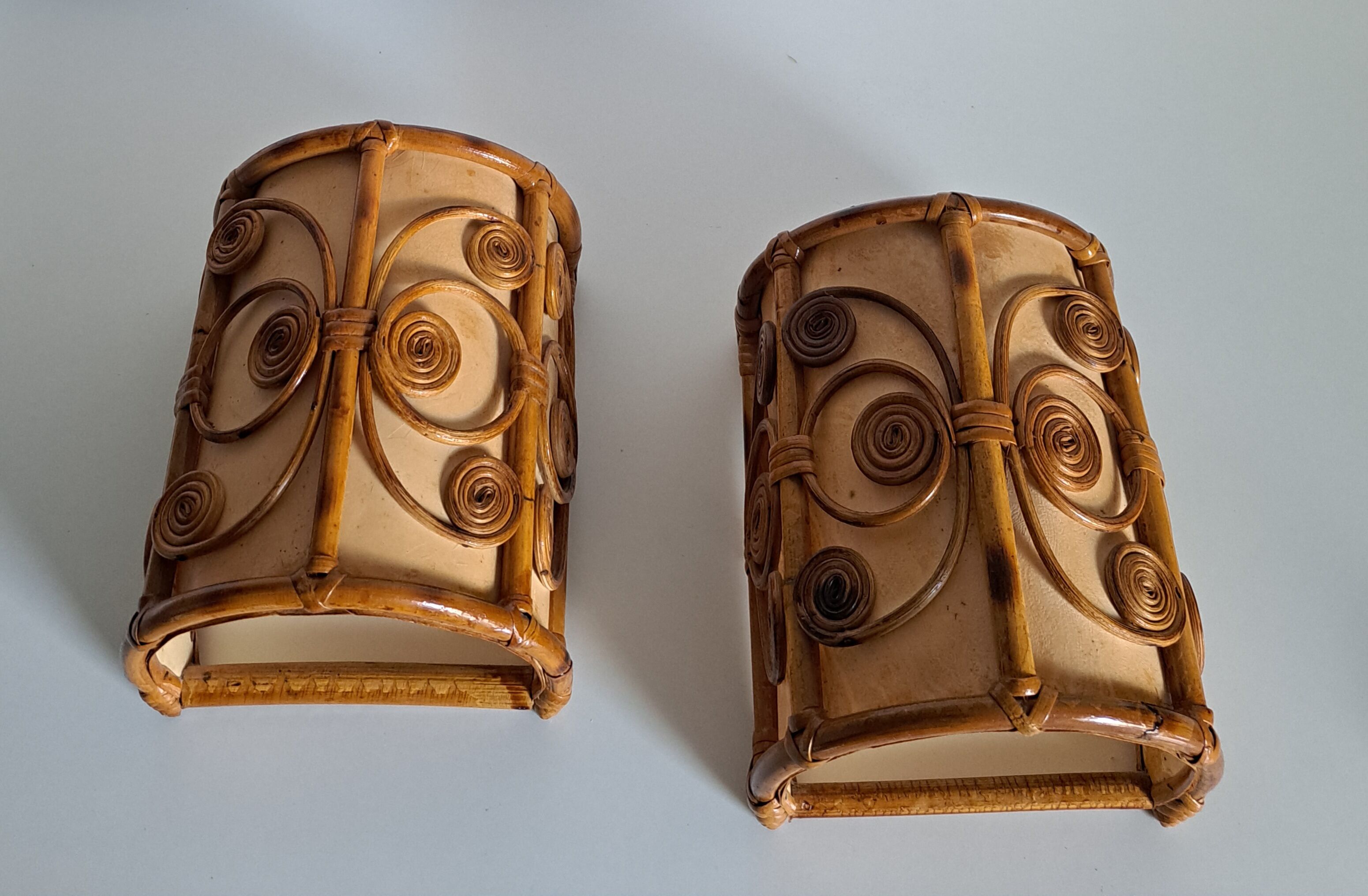 Pair of bamboo sconces