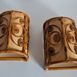 Paire d'appliques en bambou