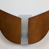 Pair of wood and glass wall lights from the 80s.