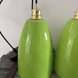 Set of four green pendant lights