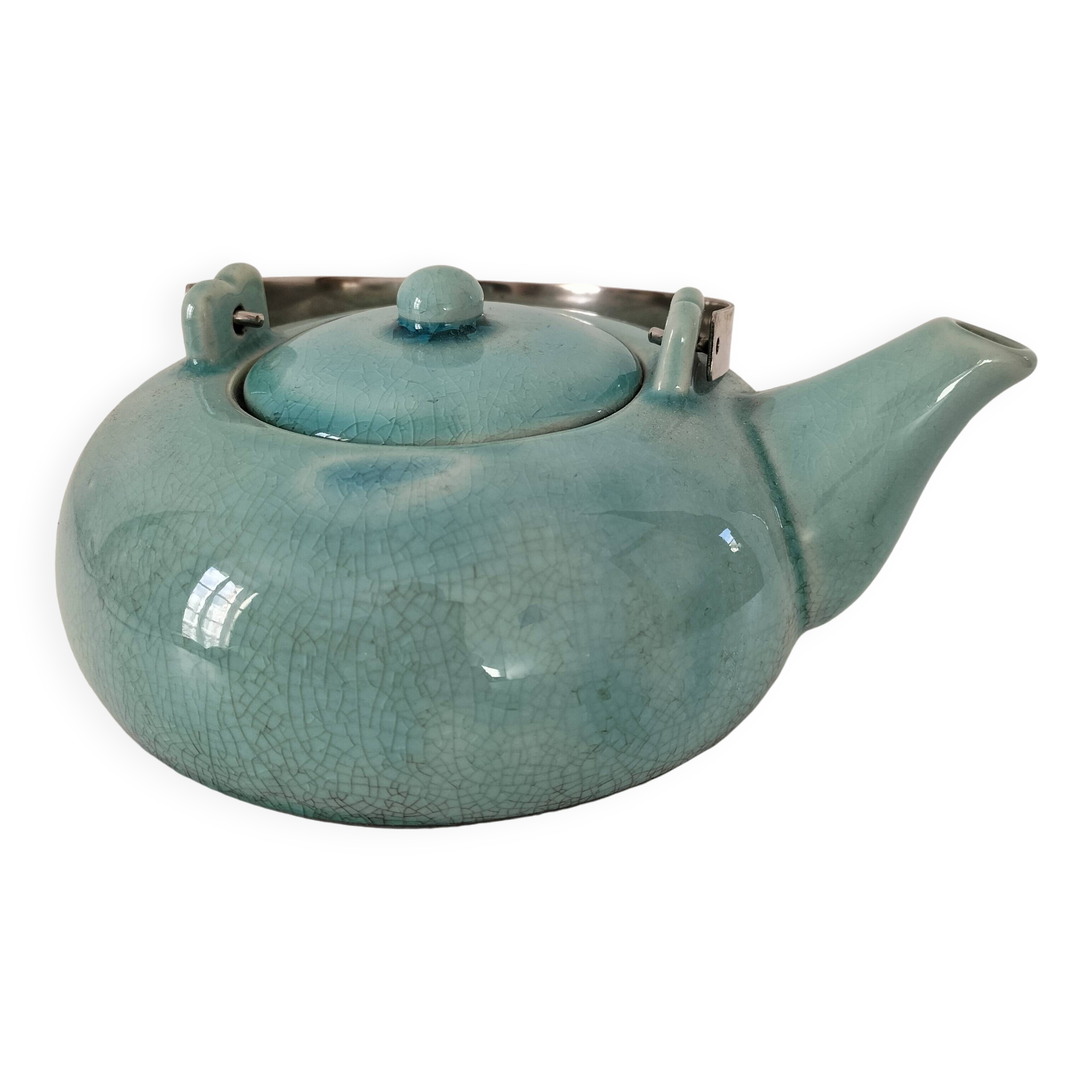 crackle effect ceramic teapot