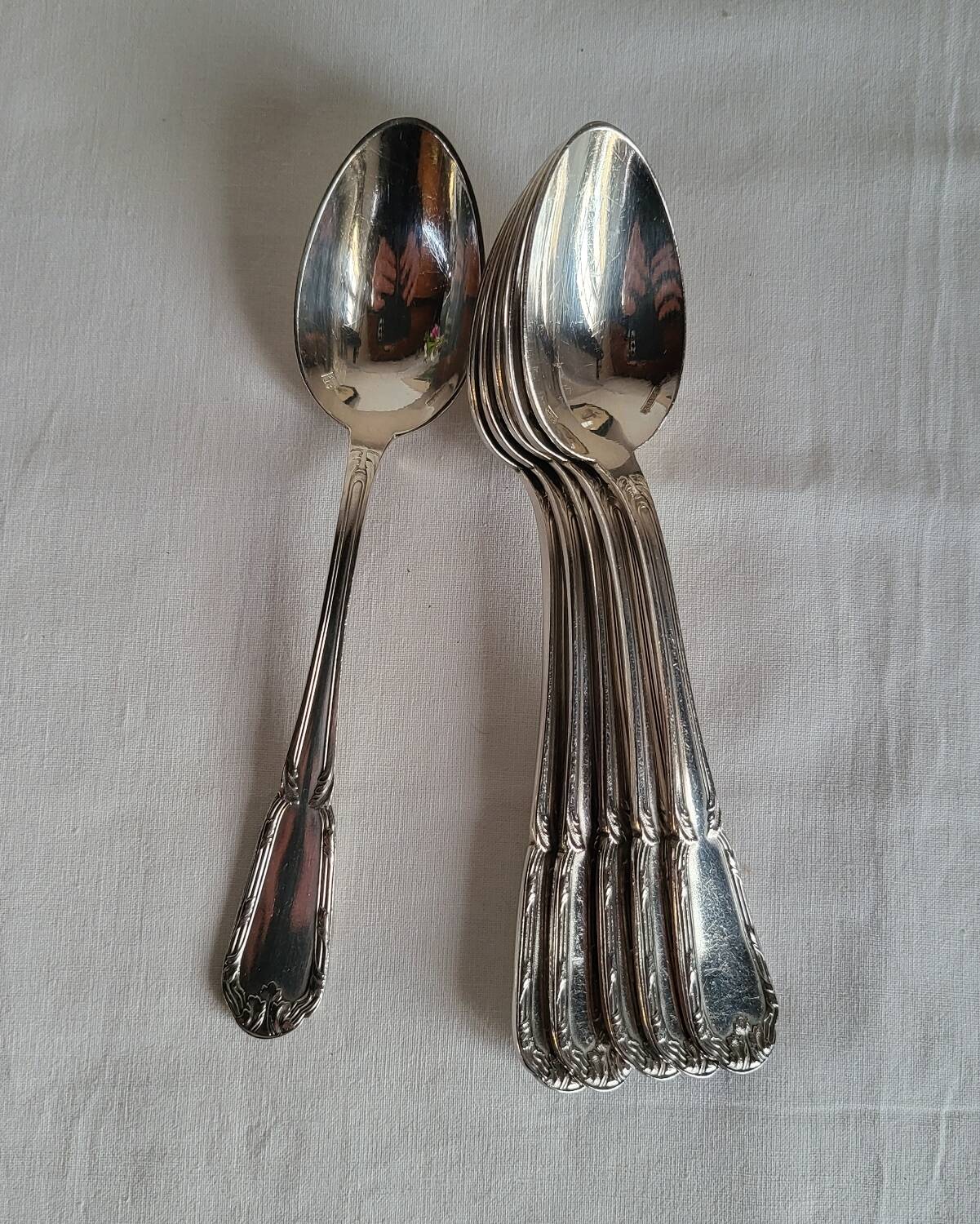 6 Small Silver-Plated Metal Spoons Boulenger Dessert Cutlery