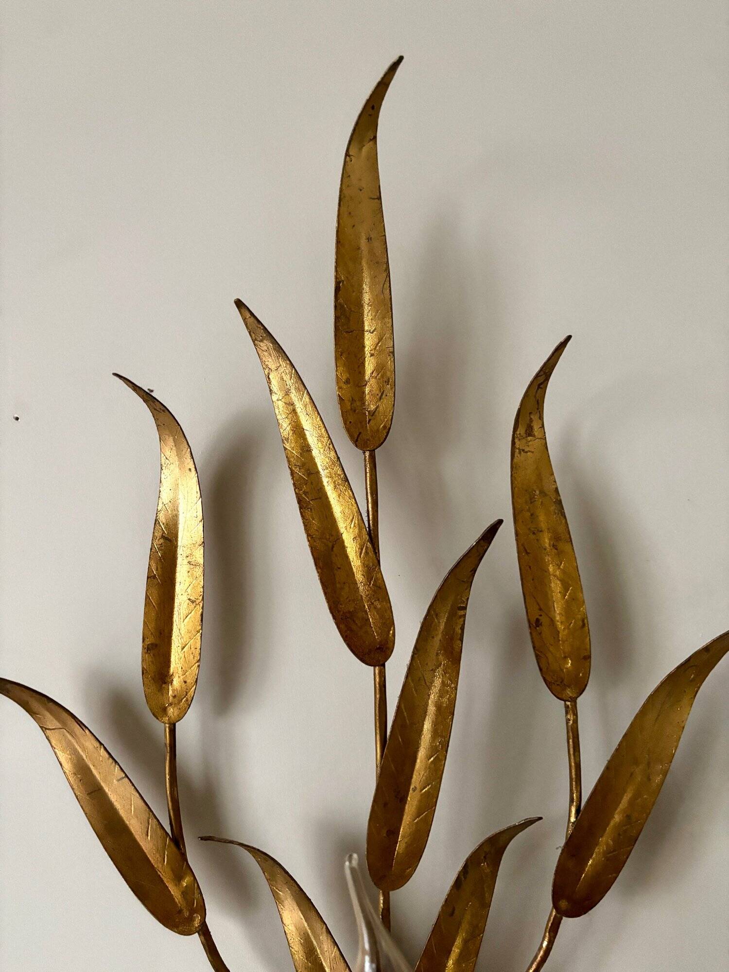 Gold metal leaf wall light