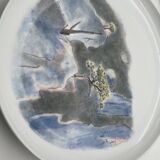 Assiette en porcelaine peint main décor paysage