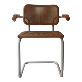 B64 armchair in white metal and canning by Marcel Breuer, Italy