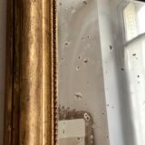 Old mirror louis Philippe Dore gold leaf pediment gilded fireplace